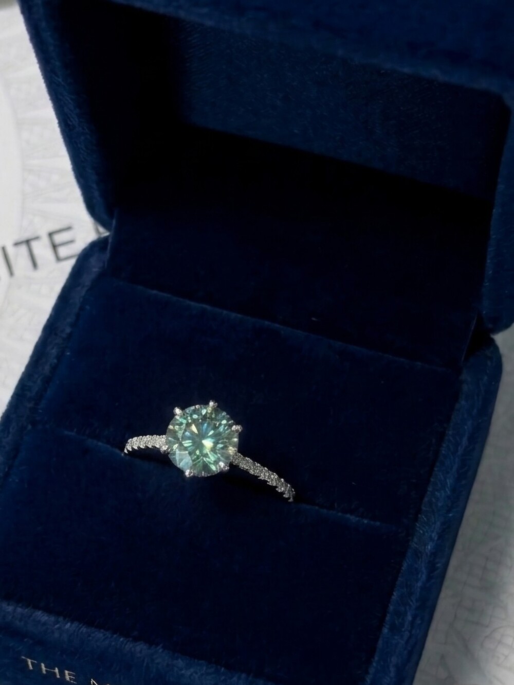 Moissanite 1 CT Cyan Engagement Ring